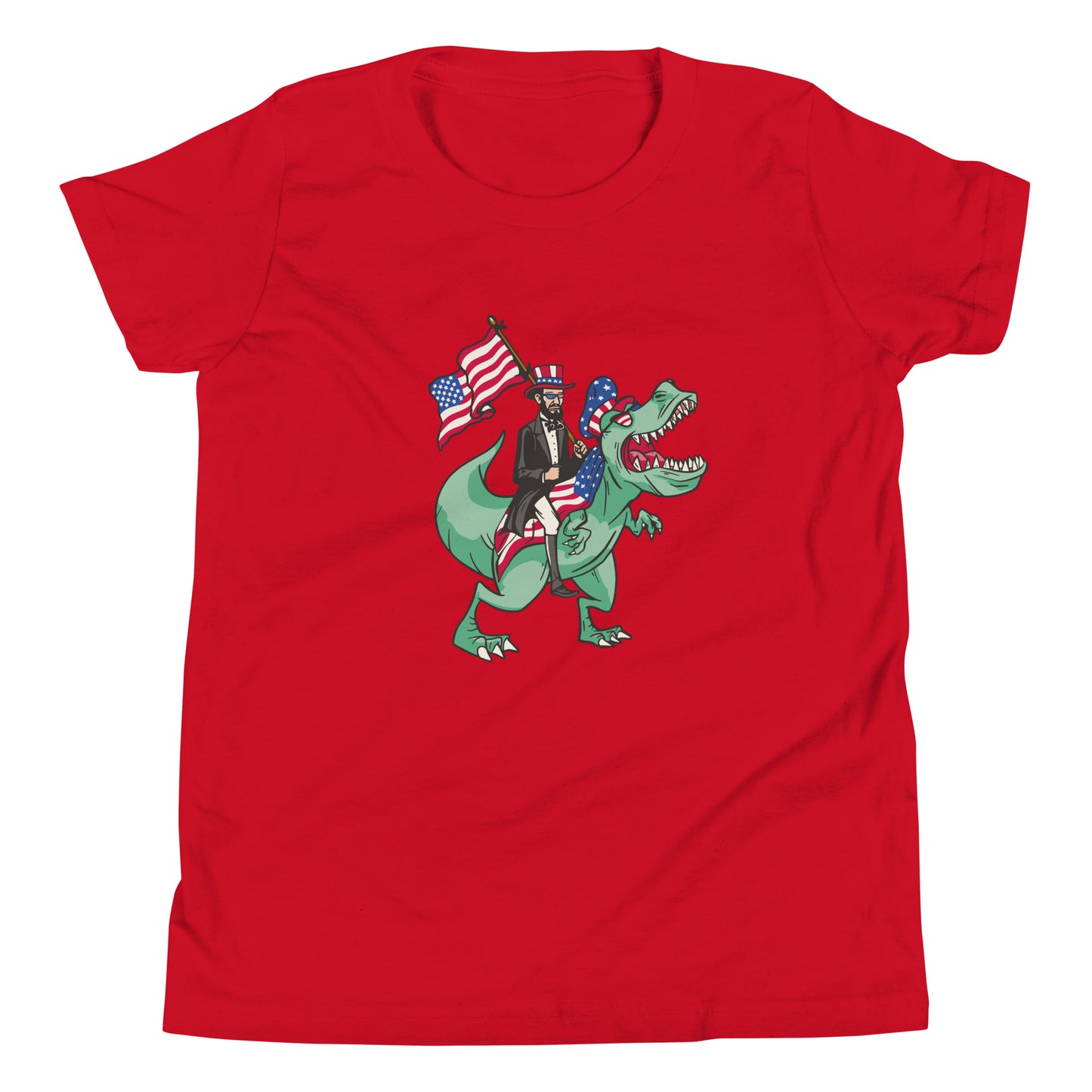 Abe Lincoln Riding T-Rex Youth T-Shirt